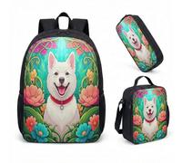 Pilot Dog Drone - Mochila de 17 pulgadas, juego de 3 piezas con diseño de ciudad caprichosa para niños, mochila escolar con lonchera, 04., L, Minimalista