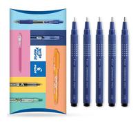 Pilot DR - Juego de 5 bolígrafos de punta fina, tinta negra, puntas finas a gruesas, ideal para dibujo técnico, bocetos, esquemas, escritura