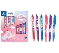 PILOT - Estuche Coleccionista de 3 FriXion Ball + 3 FriXion Ball Clicker - Bolígrafos Borrables - Edición Limitada Sweet Paradise - Recargables - Tinta Azul - Punta Media