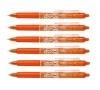 Pilot FriXion Ball Clicker Bolígrafo de gel borrable retráctil, punta fina, 0.7 mm, tinta naranja, 6 unidades