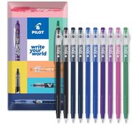 PILOT FriXion Ball Stick - Lote de 10 bolígrafos de tinta de gel borrable, punta de 0,7 mm (0,028 pulgadas)