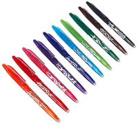 PILOT Frixion BL-FR7 - Juego de bolígrafos de tinta borrable, punta de 0,7 mm, varios colores, 10 modelos con tapa (paquete de 10 unidades, sin goma de borrar, multicolor)