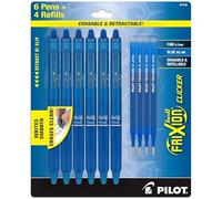 PILOT FriXion - Bolígrafos borrables, paquete de 6 bolígrafos de gel borrables azules + 4 recambios adicionales, punta fina, 0,7 mm, para Rocketbook y cuaderno