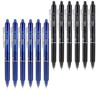Pilot FriXion Clicker - Bolígrafos de gel borrables de 0,7 mm, punta fina, 6 negros y 6 azules (12 bolígrafos)