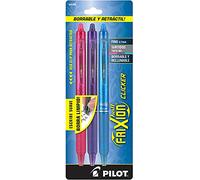Pilot FriXion Clicker - Bolígrafos de tinta de gel borrables, recargables y retráctiles, punta fina, tintas rosa/morado/turquesa, paquete de 3 (31469)