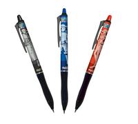Pilot FriXion Clicker - Kit de 3 bolígrafos de gel borrables de color azul, rojo y negro, recargables, edición limitada, punta de 0,7 mm