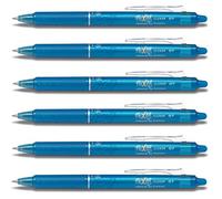 Pilot Frixion Clicker - Rotulador de bola (punta retráctil, grosor de trazo 0,7 mm (tamaño mediano), color azul claro 6er Pack