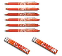 Pilot Frixion Clicker - Rotulador de bola (punta retráctil, grosor de trazo 0,7 mm (tamaño mediano), naranja, 6er Pack | incl. 6 Minen