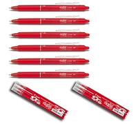 Pilot Frixion Clicker - Rotulador de bola (punta retráctil, grosor de trazo 0,7 mm (tamaño mediano), rojo, 6er Pack | incl. 6 Minen