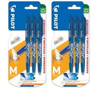 PILOT Frixion FR7 - Bolígrafo de punta redonda borrable por calor y fricción (punta de 0,7 mm, tinta azul), paquete de 6 bolígrafos