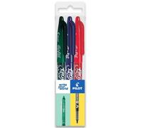 PILOT Frixion FR7 - Bolígrafo de punta redonda borrable por calor y fricción, punta media de 0,7 mm, paquete de 3 almohadas (azul/verde/rojo)