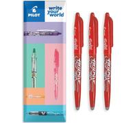 Pilot Frixion FR7 Heat/Friction - Bolígrafo roller borrable (punta media, 0,7 mm, 3 unidades), color rojo