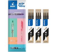 Pilot Frixion - Recambio borrable de calor y fricción, línea mediana de 0,7 mm, paquete de 9 recambios, 3 paquetes en embalaje de almohada, color negro