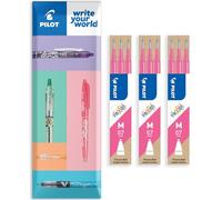 Pilot Frixion - Recambio borrable de calor y fricción, línea mediana de 0,7 mm, paquete de 9 recambios, 3 paquetes en embalaje de regalo (rosa)