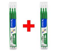 Pilot FRIXION - Recambios medianos - punta de 0,7 mm - 2 paquetes - 6 recambios - tinta verde