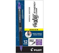 PILOT, FriXion Synergy Clicker - Bolígrafos de tinta de gel borrables, recargables, retráctiles, punta extrafina de 0,5 mm, paquete de 12 unidades, tinta morada