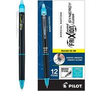PILOT, FriXion Synergy Clicker - Bolígrafos de tinta de gel borrables, recargables y retráctiles, punta extrafina de 0,5 mm, 12 unidades, tinta turquesa