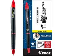 PILOT, FriXion Synergy Clicker - Bolígrafos de tinta de gel borrables, recargables y retráctiles, punta extrafina de 0,5 mm, 12 unidades, tinta roja