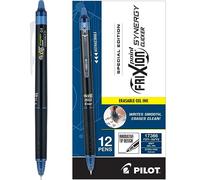 PILOT, FriXion Synergy Clicker - Bolígrafos de tinta de gel borrables, recargables y retráctiles, punta extrafina de 0,5 mm, 12 unidades, tinta azul marino