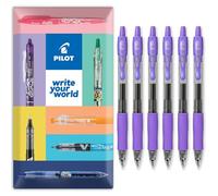 PILOT G-2 - Bolígrafo retráctil de tinta de gel (punta de 0,7 mm, en sobre, paquete de regalo, 6 unidades), color morado
