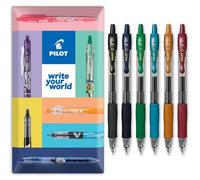 PILOT G-2 Bolígrafos retráctiles de tinta de gel, punta de 0,7 mm, en caja de regalo, paquete de 6, colores oscuros profesionales