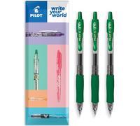 Pilot G-2 - Bolígrafos retráctiles de tinta de gel, punta de punta de 0,7 mm, 3 unidades, tinta verde