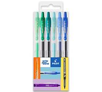Pilot G-2 - Bolígrafos retráctiles de tinta de gel, punta de punta de 0,7 mm, juego de 6 unidades, tonos azules y verdes