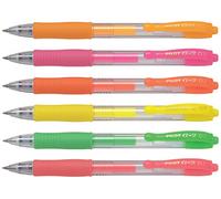 PILOT G-2 Gel Pen, 0.4 mm, Neon, assorted (6 pens, all 6 neon colors)