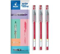 Pilot G-Tec C4 - Bolígrafo de bola de tinta de gel de 0,4 mm - Línea de 0,2 mm - En embalaje de regalo en sobre - Pack de 3 (Rojo)