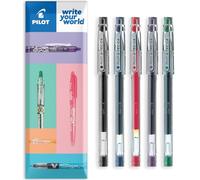 PILOT G-Tec C4 - Bolígrafo de tinta de gel, punta de 0,4 mm, línea de 0,2 mm, negro, azul, rojo, verde y violeta, en paquete de regalo, paquete de 5