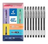 PILOT G-Tec C4 - Bolígrafo de tinta de gel (punta de 0,4 mm, línea de 0,2 mm, paquete de 8 bolígrafos en paquete de regalo (negro)