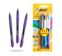Pilot G2 07 - Bolígrafo retráctil de tinta de gel fina de 0,7 mm, 3 unidades y bolígrafos retráctiles BIC Grip, 4 colores, 1 agarre, 1 Grip Pro, 1 Grip Fun Medium de 1,0 mm, paquete de 3 artículos
