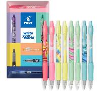 PILOT G2 - Bolígrafo de tinta de gel de 0,7 mm, edición Flow + pasteles | Tinta de gel suave, agarre ergonómico; recargable, clip de bolsillo, rosa, amarillo, verde, azul