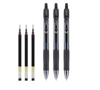 Pilot G2 - Bolígrafos de gel negro de 0.7 mm, paquete de 3, incluye recambios de tinta de gel negro Pilot G207, paquete de 3, bolígrafos retráctiles de punta fina con flujo de tinta suave recargable,