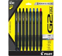 PILOT, G2 Edge - Bolígrafos de gel de alta calidad, color negro, azul y rojo, experiencia de escritura sensorial, caja de 8 quilates, punta fina de 0.7 mm