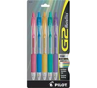 PILOT, G2 Metallics - Bolígrafos de gel de punta fina de 0,7 mm, colores surtidos, paquete de 5