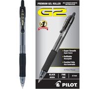Pilot, G2 Premium - Bolígrafos de gel de punta fina de 0,7 mm, color negro, paquete de 12 unidades (caja de docena)