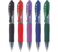 PILOT G2-XS7 Pixie - Mini bolígrafos de punta redonda de 0,7 mm, grosor de trazo de 0,4 mm, paquete de 5 unidades, negro, azul, violeta, rojo y verde