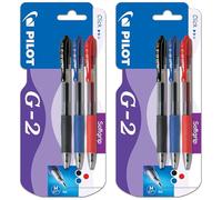 PILOT G207 - Bolígrafo de gel retráctil de punta redonda de 0,7 mm, tinta negra, azul y roja, paquete de 6 bolígrafos