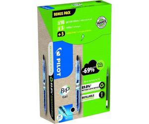 Pilot Greenpack B2P Eco Gel de 0,7 mm, negro, 10 bolígrafos y 10 recambios, (WLT
