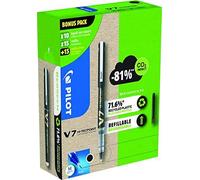 Pilot Greenpack V7, Eco, 0,7 mm, negro, 10 bolígrafos y 30 recargas