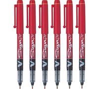 Pilot - Juego de 6 bolígrafos de fieltro V Signpen PTE, punta de 0,6 mm, tinta de color rojo