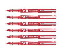 Pilot - Juego de 6 patines recargables Hi-Techpoint V5, tinta líquida Begreen Pte fina, color rojo