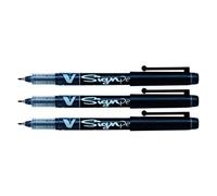 PILOT Lote de 3 bolígrafos de fieltro V Sign Pen (punta media, 0,6 mm), color negro