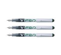 Pilot - Lote de 3 bolígrafos desechables V-Pen borrable, color verde