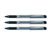 Pilot - Lote de 3 bolígrafos Roller Hi-Tecpoint V5 Grip punta fina, color negro