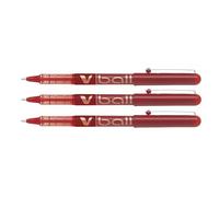 Pilot - Lote de 3 bolígrafos roller (tinta líquida V-Ball 10 PTE Large Rojo