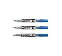 Pilot - Lote de 3 rotuladores V-Board Master S, color azul Begreen punta extrfina
