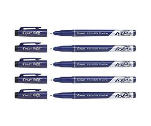 PILOT Lote de 5 bolígrafos de fieltro Fineliner FRIXION borrable negro
