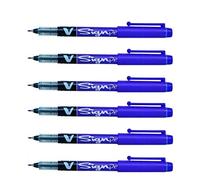 Pilot - Lote de 6 bolígrafos de fieltro V Sign Pen punta media, 0,6 mm, color morado